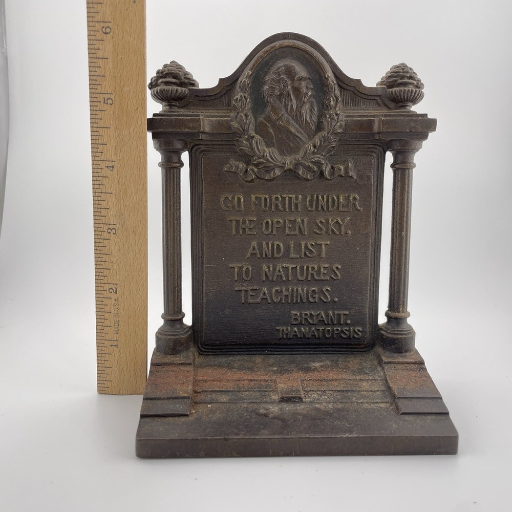 Bradley & Hubbard Antique Bookend Thanatopsis Cast Metal Classical Library Decor - Picture 10 of 11